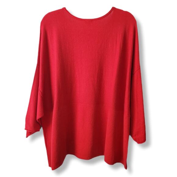 J Jill Red Boxy Cotton Cashmere Sweater Jumper XL Minimalist Modern Holiday Cozy - Picture 6 of 10